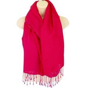 Bright pink tassel wrap scarf